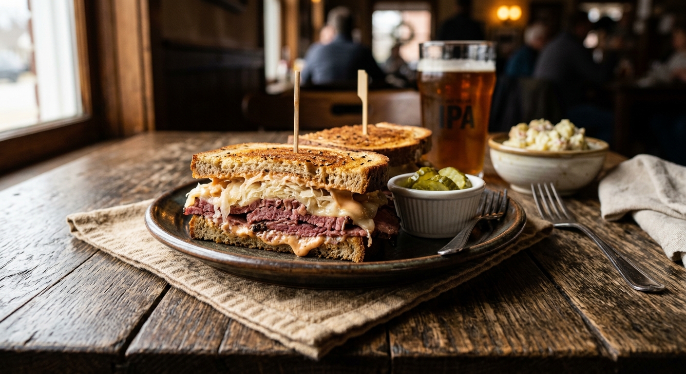 #5 Pastrami Reuben, Sauerkraut, Swiss, Thousand Island on Grilled Rye