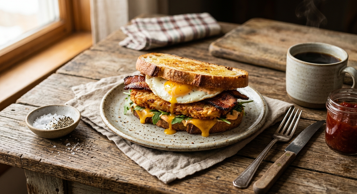 Hash brown on Sandwich