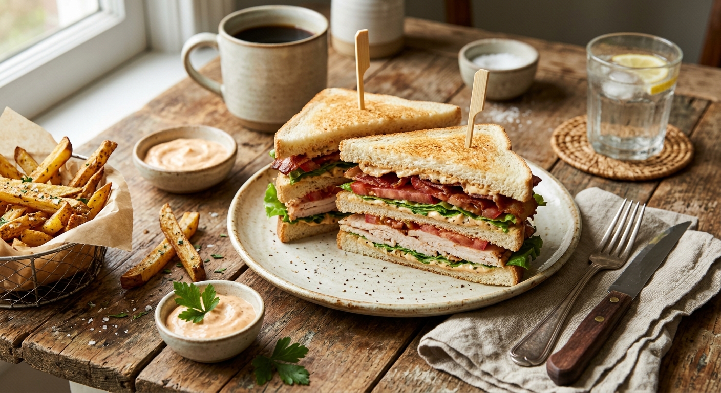 Turkey Club on White toast with chipotle Mayo