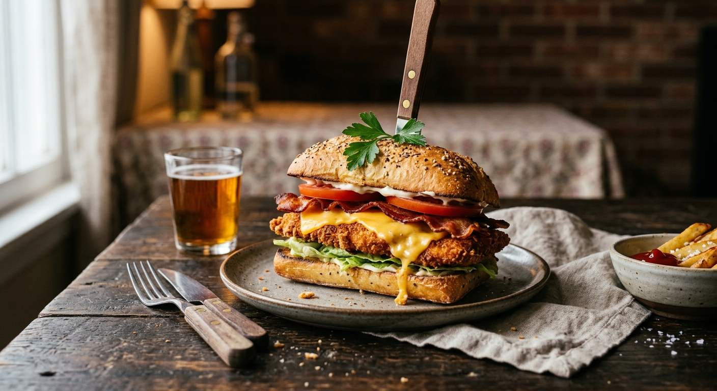 #6 Breaded Chicken, Bacon, American on a Roll with mayo
