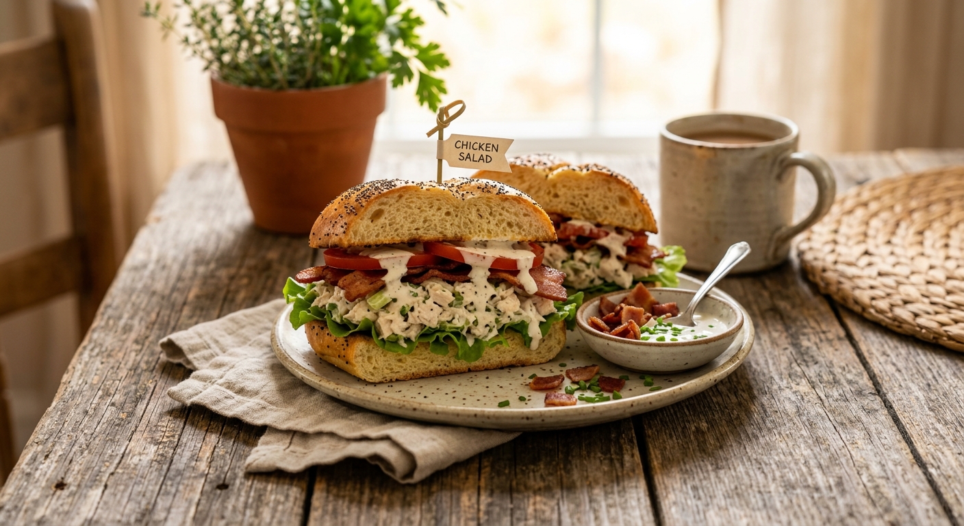 Chicken Salad, Bacon, Ranch, Lettuce, Tomato on a Roll