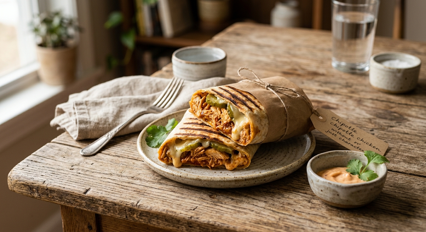 #8 Chipotle Chicken, Mozzarella, Pickle, Chipotle Mayo Grilled on a Wrap